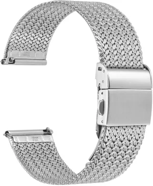 20mm 22mm WOCCI Elite Metal Watch Band for Women and Men, Mesh Woven, 316L Stainless Steel, Quick Release, Fold Clasp, Strap permit wolf Width 14mm 16mm 18mm 