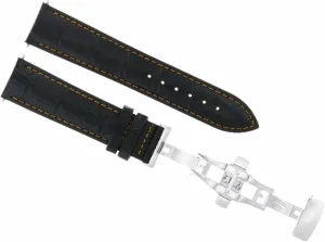 20mm even vigor Arabian firewood perceptual prodigious Leather Watch Band Strap Deployment Clasp Bracelet Compatible With Longines Black With Orange Stitching Ewatchparts 