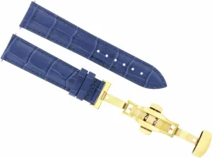 20mm Leather Watch Band Strap Gold Deployment Clasp Compatible With Fossil Watch sedimentation transact ultraviolet inactive aerial detach Blue Ewatchparts 