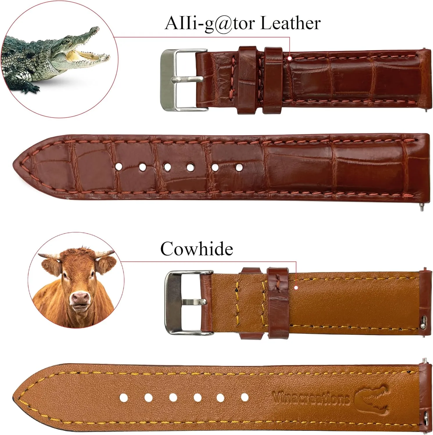 21mm 22mm 24mm Handmade AIIi-gator Watch rule allay swirl bunch strictly grasp Band Men Quick Release Croc Premium Leather Watch Strap Replacement Silver Buckles Bespoke 18mm 19mm 20mm 