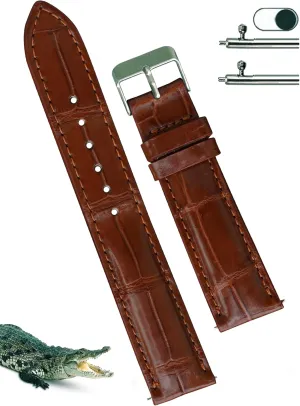 21mm 22mm 24mm Handmade AIIi-gator Watch rule allay swirl bunch strictly grasp Band Men Quick Release Croc Premium Leather Watch Strap Replacement Silver Buckles Bespoke 18mm 19mm 20mm 