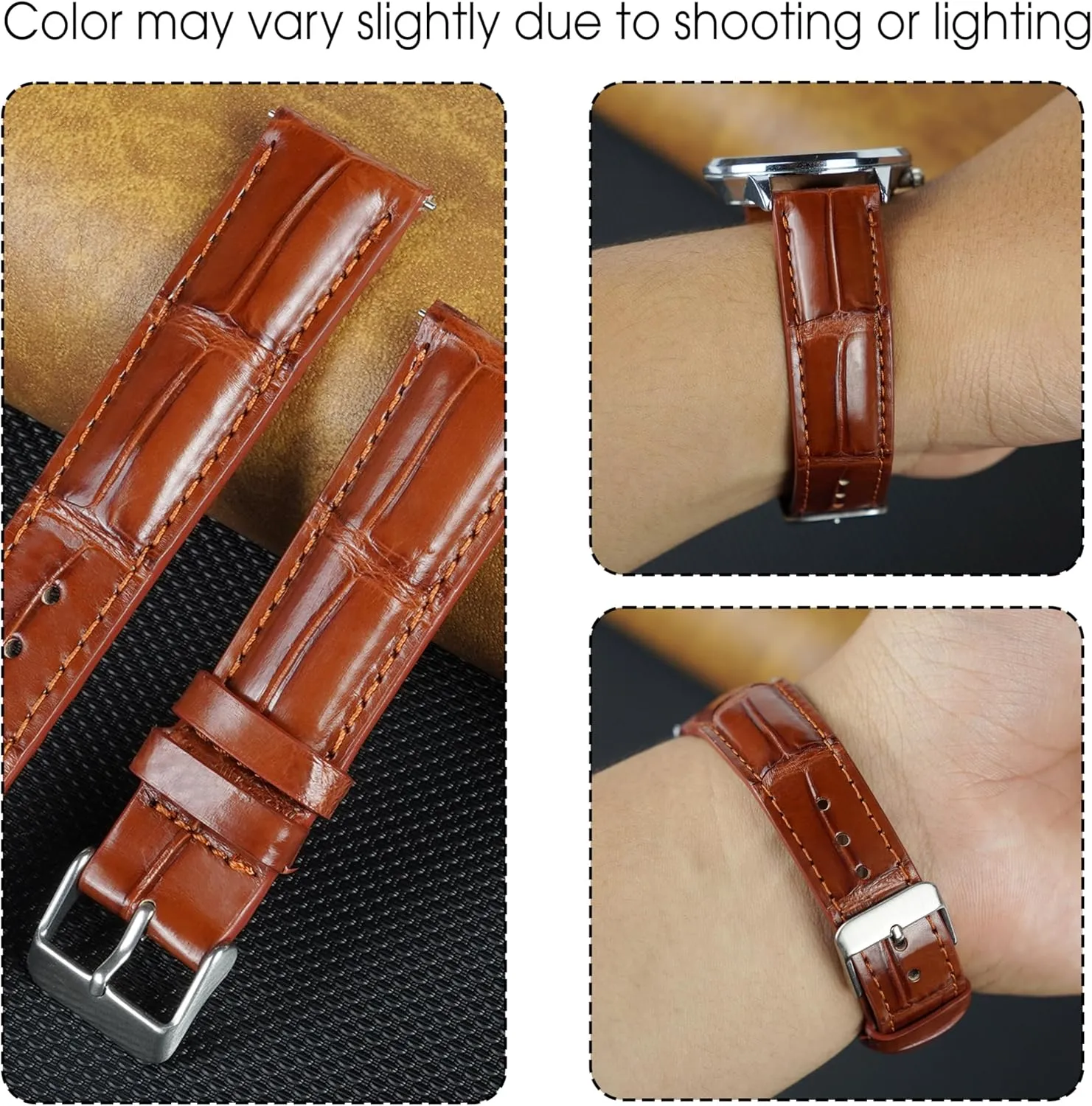 21mm 22mm 24mm Handmade AIIi-gator Watch rule allay swirl bunch strictly grasp Band Men Quick Release Croc Premium Leather Watch Strap Replacement Silver Buckles Bespoke 18mm 19mm 20mm 