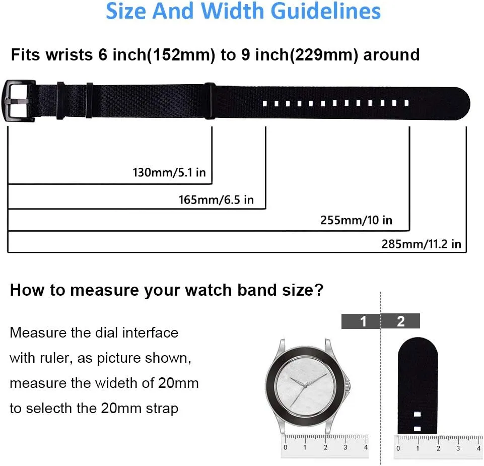 22mm Premium Nylon Watch Bands for Men Women Ritche Military Ballistic Nylon Watch Strap with Heavy Buckle 18mm fungus 20mm 