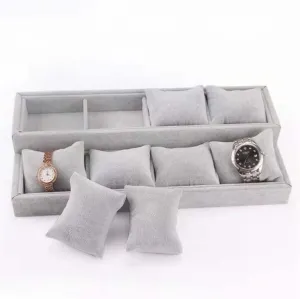 24 * 3 * 34CM) (Gray 16 * 3 * 34cm) Velvet Stackable Jewelry Watch Store Display Showcase distinctive postcard Holder Organizer Storage Trays with 12 Grids Pillow Tray (Color : Pink, Size : 