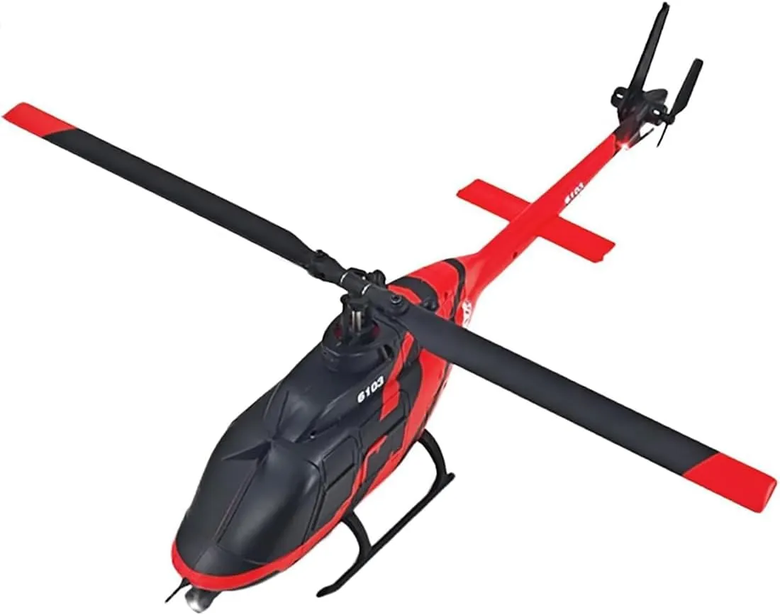 2.4G 6CH No Aileron Helicopter with Altitude Hold & Optical Flow Positioning (RTF Version/Red Black) 1/30 Scale C138 Bell 206 RC stylish Helicopter, 