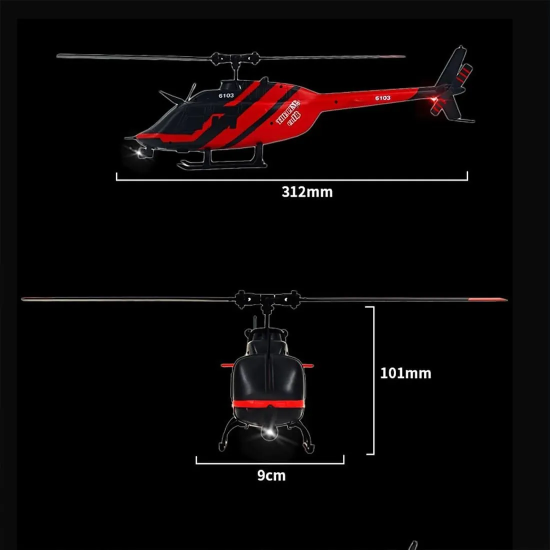 2.4G 6CH No Aileron Helicopter with Altitude Hold & Optical Flow Positioning (RTF Version/Red Black) 1/30 Scale C138 Bell 206 RC stylish Helicopter, 