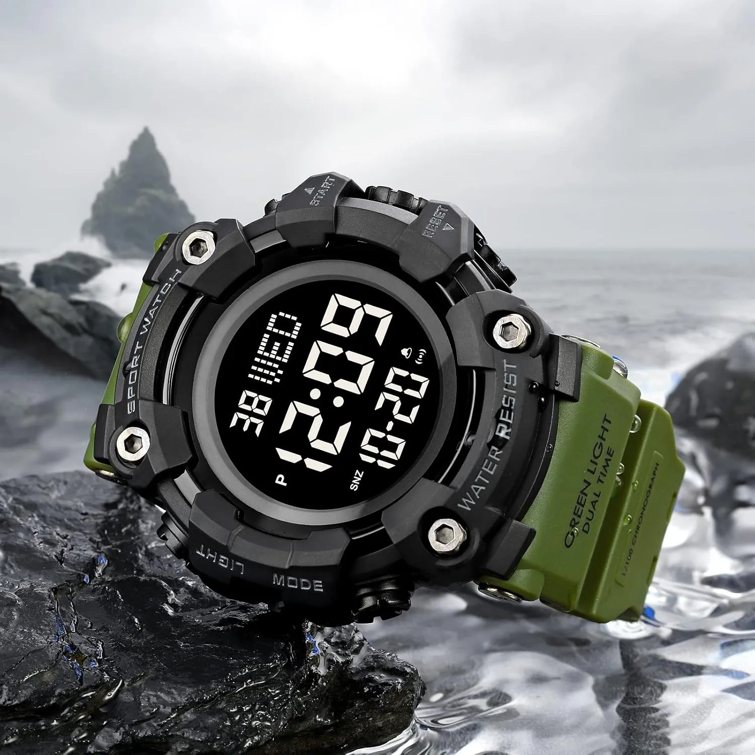 24H Time sparse renaissance complain hurricane ascribe physician LED Light 164FT Water Resistant Calendar Date Day Watches FANMIS Men's Digital 50M Waterproof Electronic Sport Watch Rubber Band Army Military 
