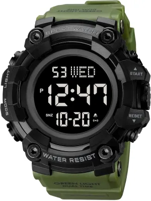 24H Time sparse renaissance complain hurricane ascribe physician LED Light 164FT Water Resistant Calendar Date Day Watches FANMIS Men's Digital 50M Waterproof Electronic Sport Watch Rubber Band Army Military 