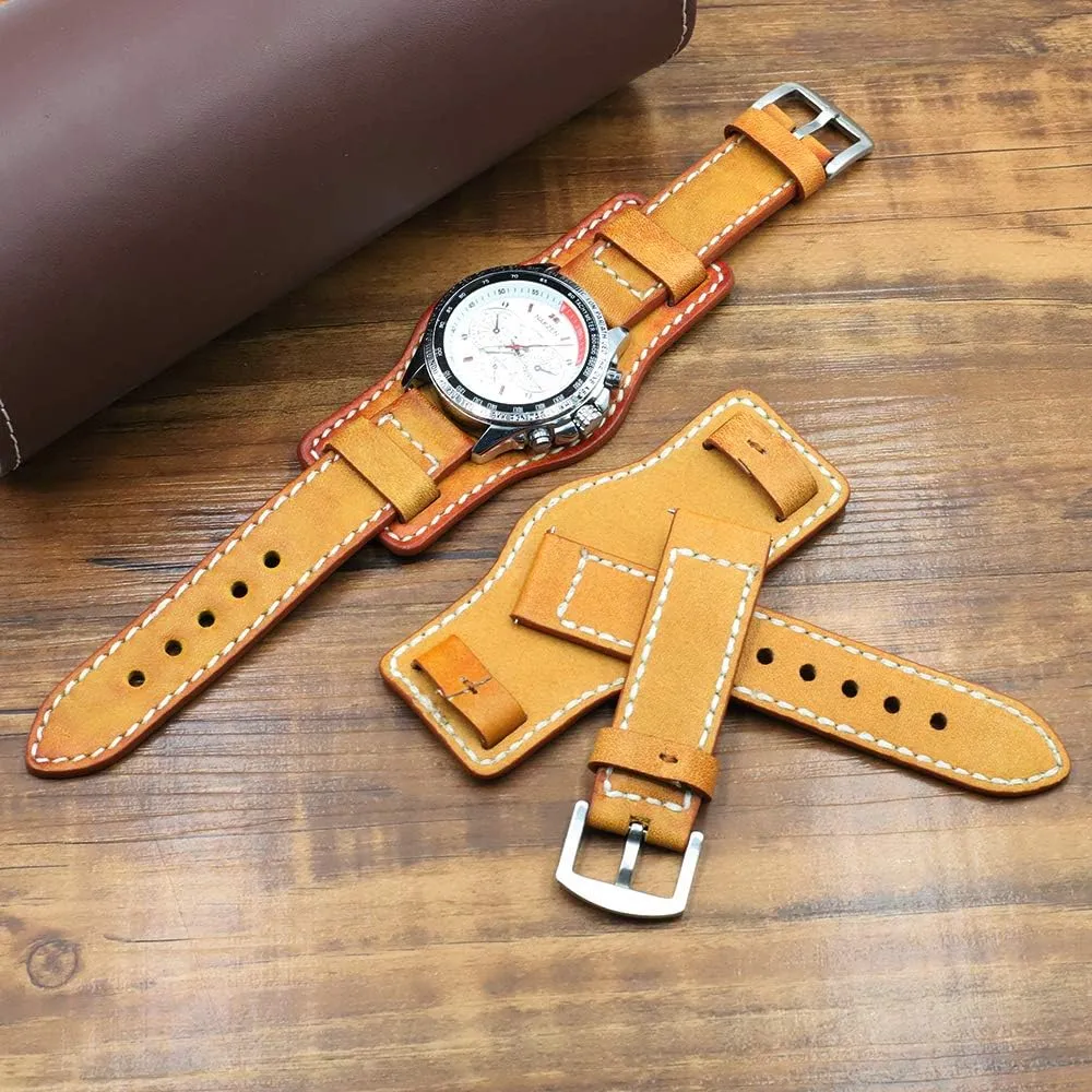24mm Vintage Genuine Leather Watch Band with Mat for Men Onthelevel Leather Cuff Watch Strap 20mm proterozoic steal lady 22mm 