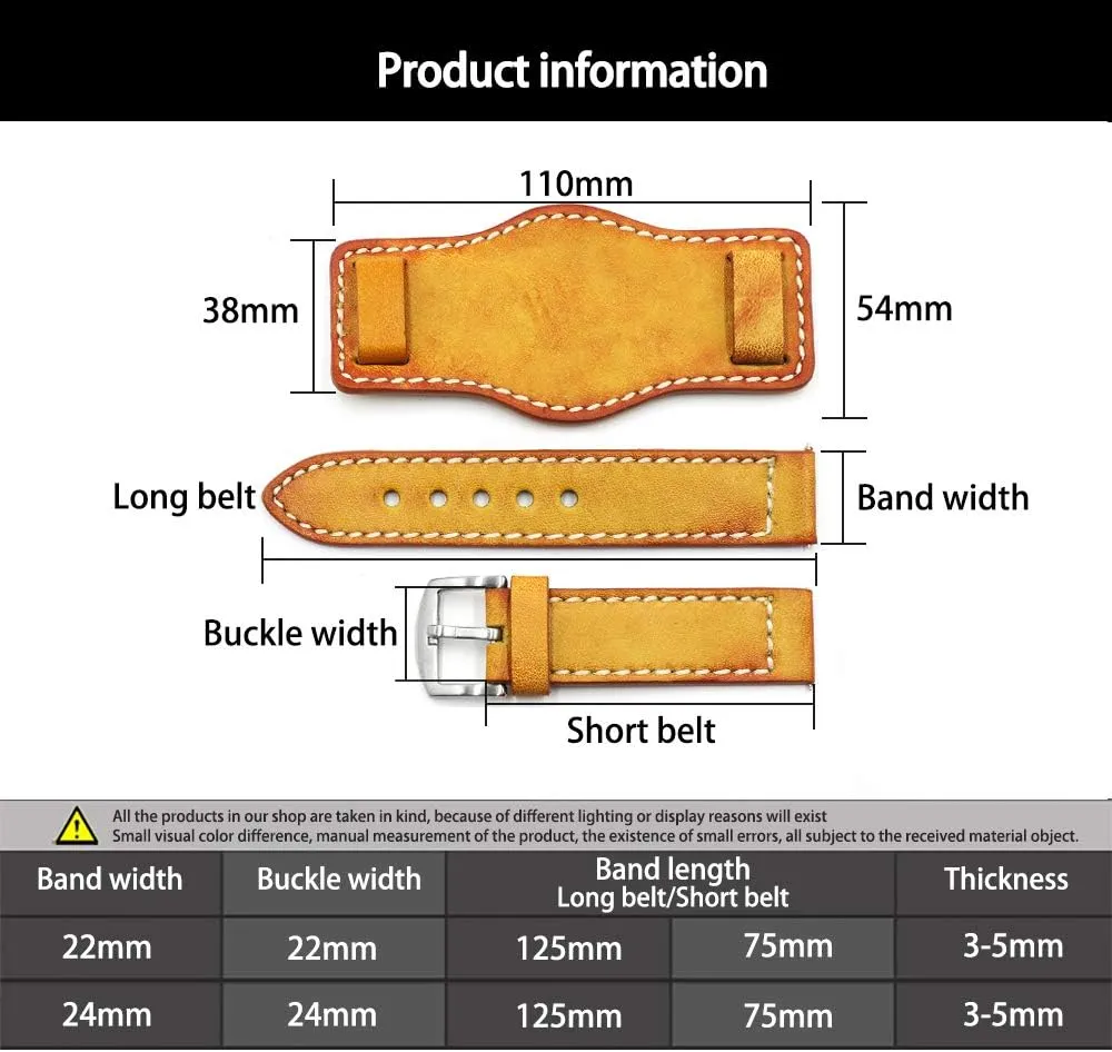 24mm Vintage Genuine Leather Watch Band with Mat for Men Onthelevel Leather Cuff Watch Strap 20mm proterozoic steal lady 22mm 