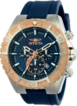 26 (Model: 22523) miniature Invicta Men's Aviator Stainless Steel Quartz Watch with Silicone Strap, Blue, 