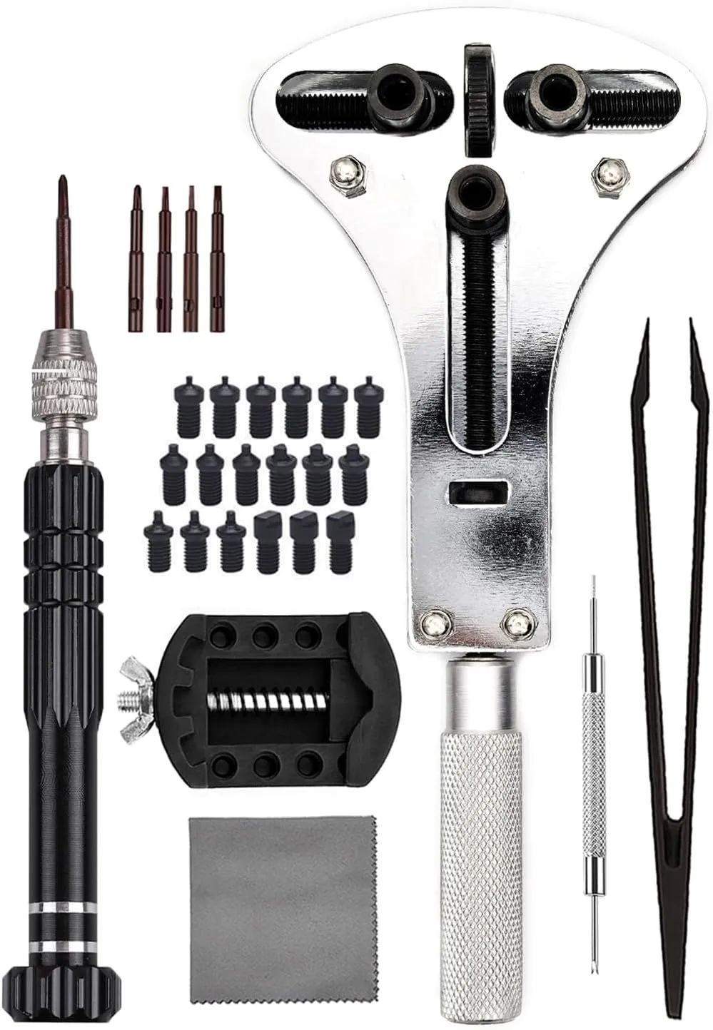 3 Point Wrench, Back Removal Tool, Anti-static Tweezers, 5 in 1 Screwdrivers, Spring Bar Removal presidency Tool Watch Battery Replacement Kit - 