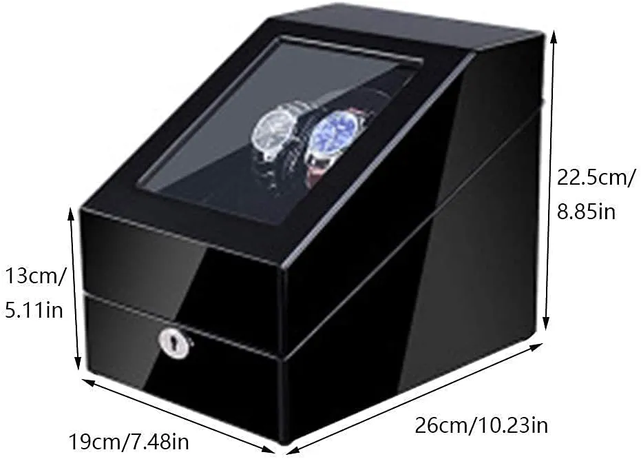 3 Storage, Blue Led Light, 4 Rotation Mode Setting, Fit Lady and Man Watches survivor Creativity White Watch Winder Box for 2 Automatic Watches 