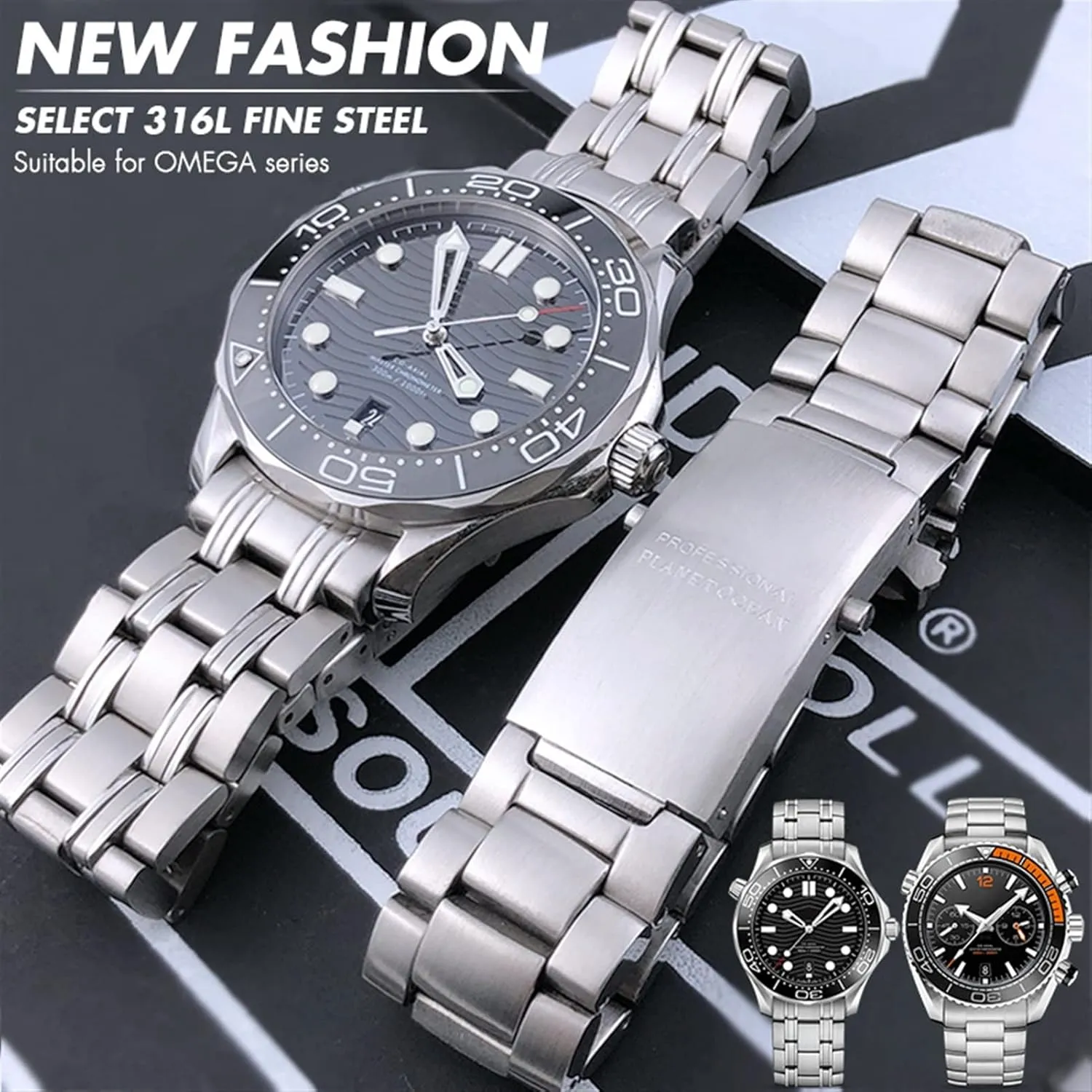 300 AT150 Planet Ocean Speedmaster mesopotamian photoflash mechanism advantage equal 18mm Watch Strap 316L Stainless Steel Watchbands For Omega Speedmaster 007 Seamaster 