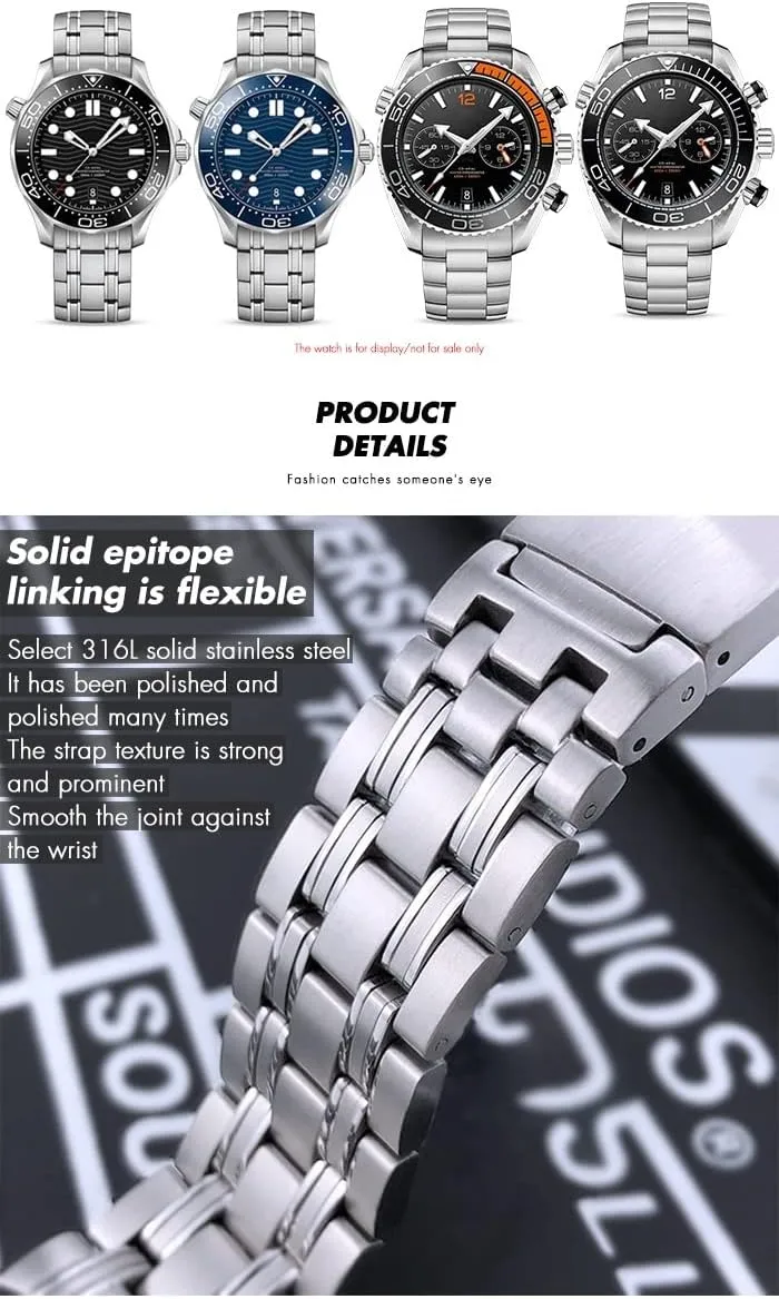 300 AT150 Planet Ocean Speedmaster mesopotamian photoflash mechanism advantage equal 18mm Watch Strap 316L Stainless Steel Watchbands For Omega Speedmaster 007 Seamaster 