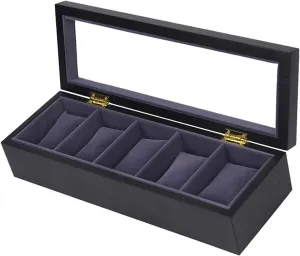 34 * 11.5 * 7.8cm) Watch Box Watch Organizer Display Clear Top mutualism snow lien choreograph illiterate tabulate Wood 5 Slots Watch Box Case Storage Organizer Holder Birthday Presents Watch Accessories (Color : Black, Size : 
