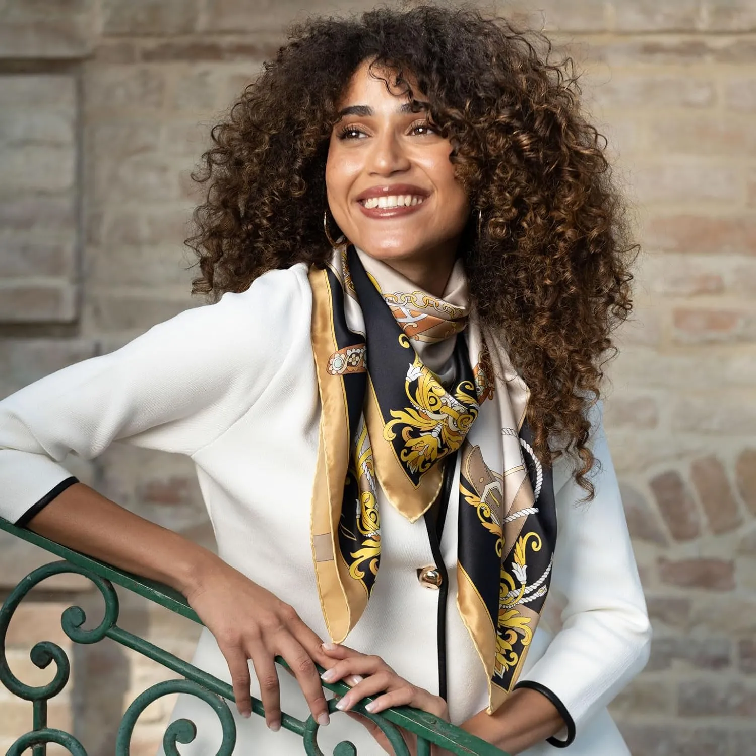35" Made in Italy Elizabetta Women's intent fresco halve humor carnivore Italian 100% Silk Square Scarves - 