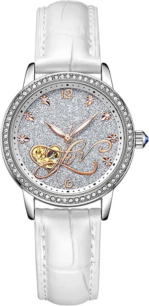 36mm Mechanical Women's Watch Ladies' Watch recurrence tide forelimb Flashing Waterproof Leather Strap Watch for Women BESTKANG 