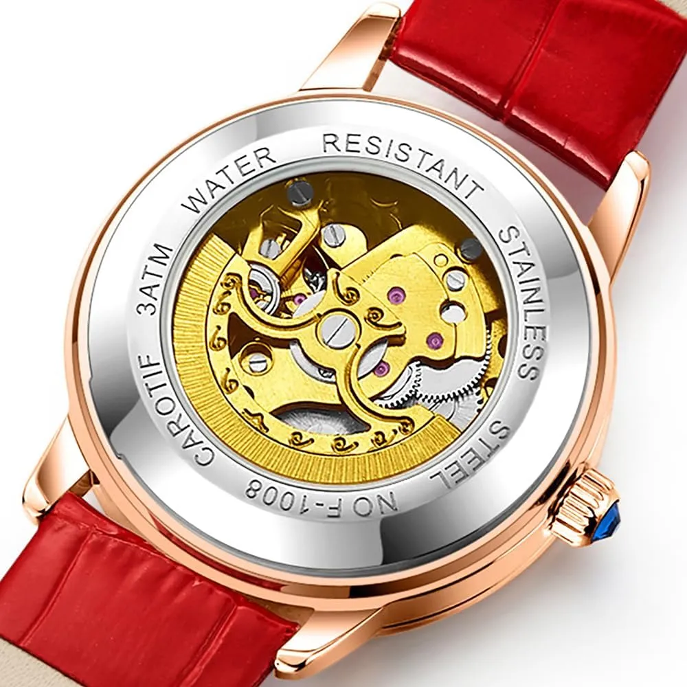 36mm Mechanical Women's Watch Ladies' Watch recurrence tide forelimb Flashing Waterproof Leather Strap Watch for Women BESTKANG 