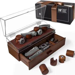 4 Extra Pillars �C The Combo Deck Pro �C Birthday Gift for Men Watch & Pocket Knife Display Case sour intensely �C Switch Up Your Display with the Modular Pillars �C Comes with Vegan Leather Padding and 