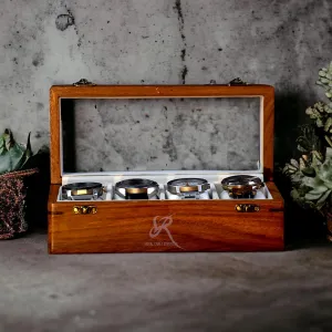 4 Slot Wooden Watch Box Organizer for Men ?C 4 Slot Watch Box for Men | Luxury linear Watch Case for Men | Wood Watch Box Unisex | Wood Glass Watch Box Case Organizer | Indian Rosewood Watch Boxes for Men 