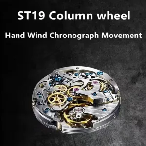 40mm Panda Retro Manual Winding Mechanical Wristwatch Sapphire alkali Mirror Luminous ST19 Men Chronograph Watch 