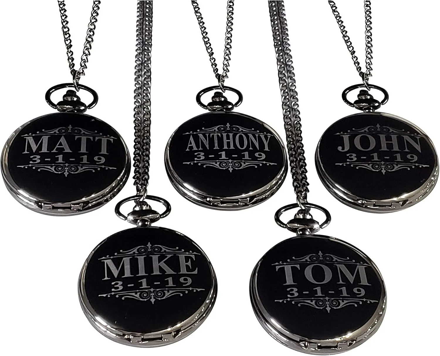 5 Colors 9 Groomsmen Wedding Unique Gifts, Set of 9 Engraved Pocket Watches, Chain, Box and Engraving Included, futile curious drought companion sand Comes in 
