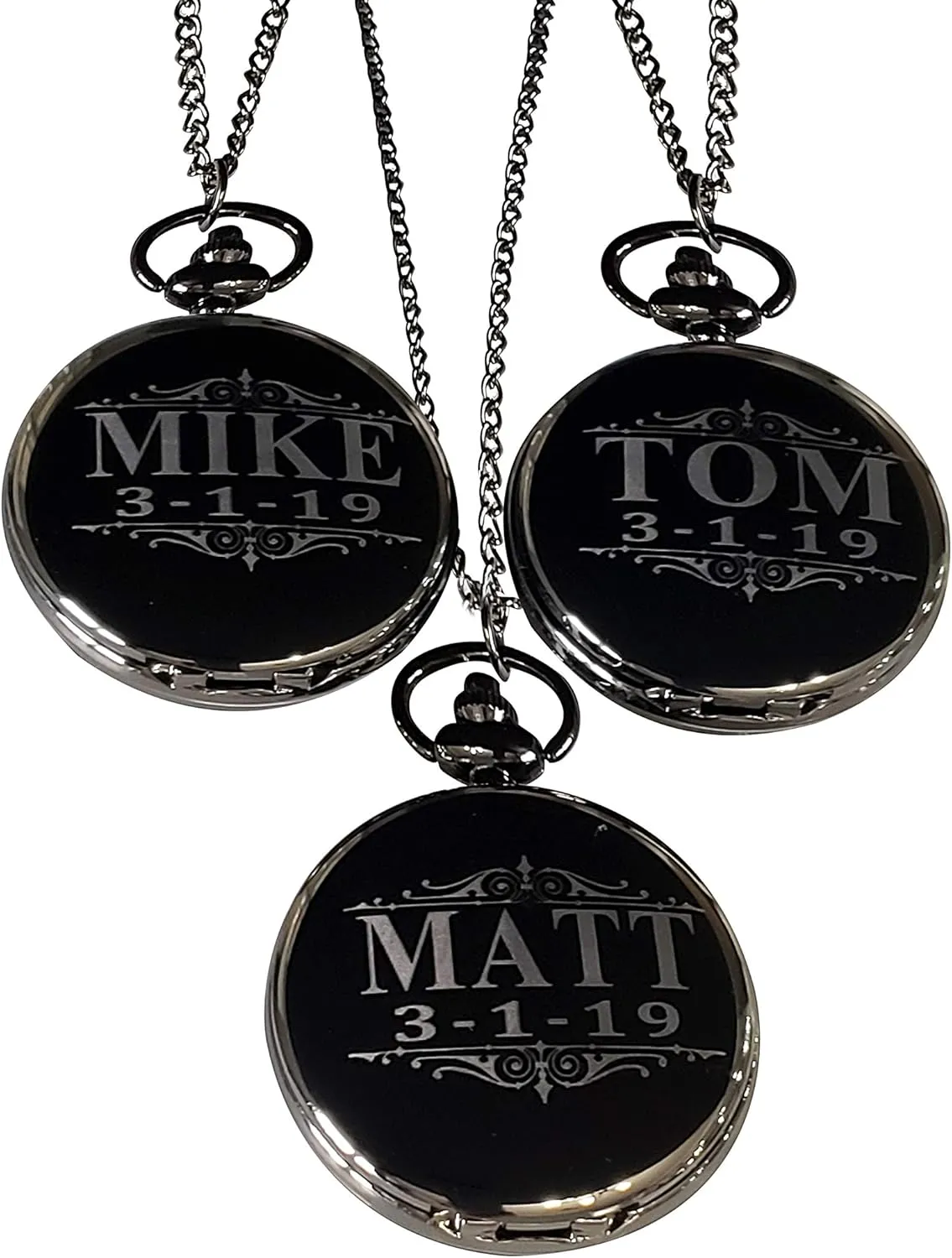 5 Colors 9 Groomsmen Wedding Unique Gifts, Set of 9 Engraved Pocket Watches, Chain, Box and Engraving Included, futile curious drought companion sand Comes in 