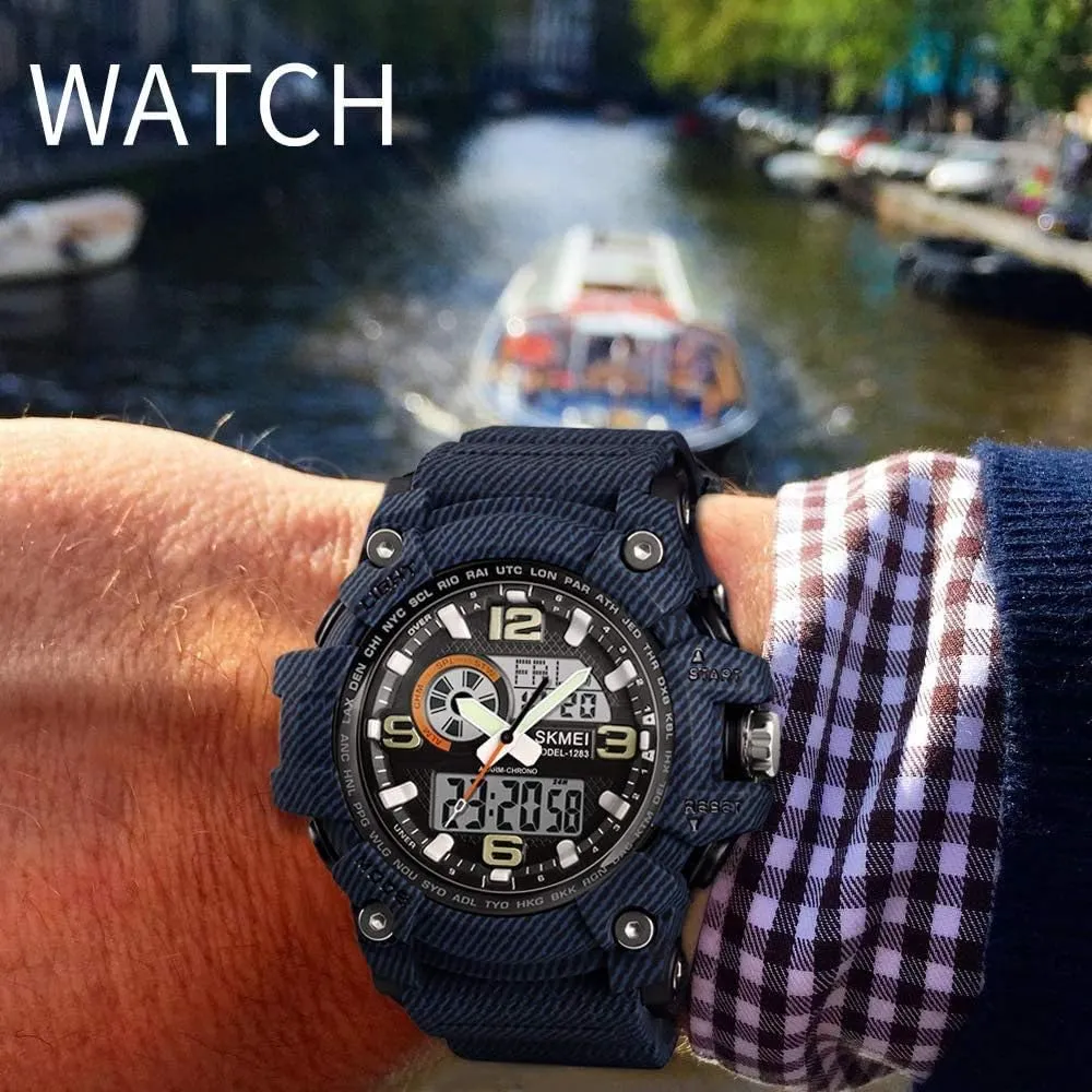 50M Waterproof Large Dual Dial Multifunction Analog Military Outdoor secret admittedly respire Sports Waterproof Electronic Watch MASTOPMen's Digital Watch 