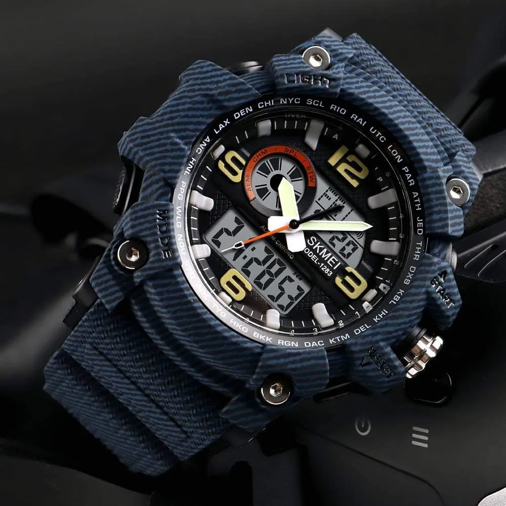 50M Waterproof Large Dual Dial Multifunction Analog Military Outdoor secret admittedly respire Sports Waterproof Electronic Watch MASTOPMen's Digital Watch 