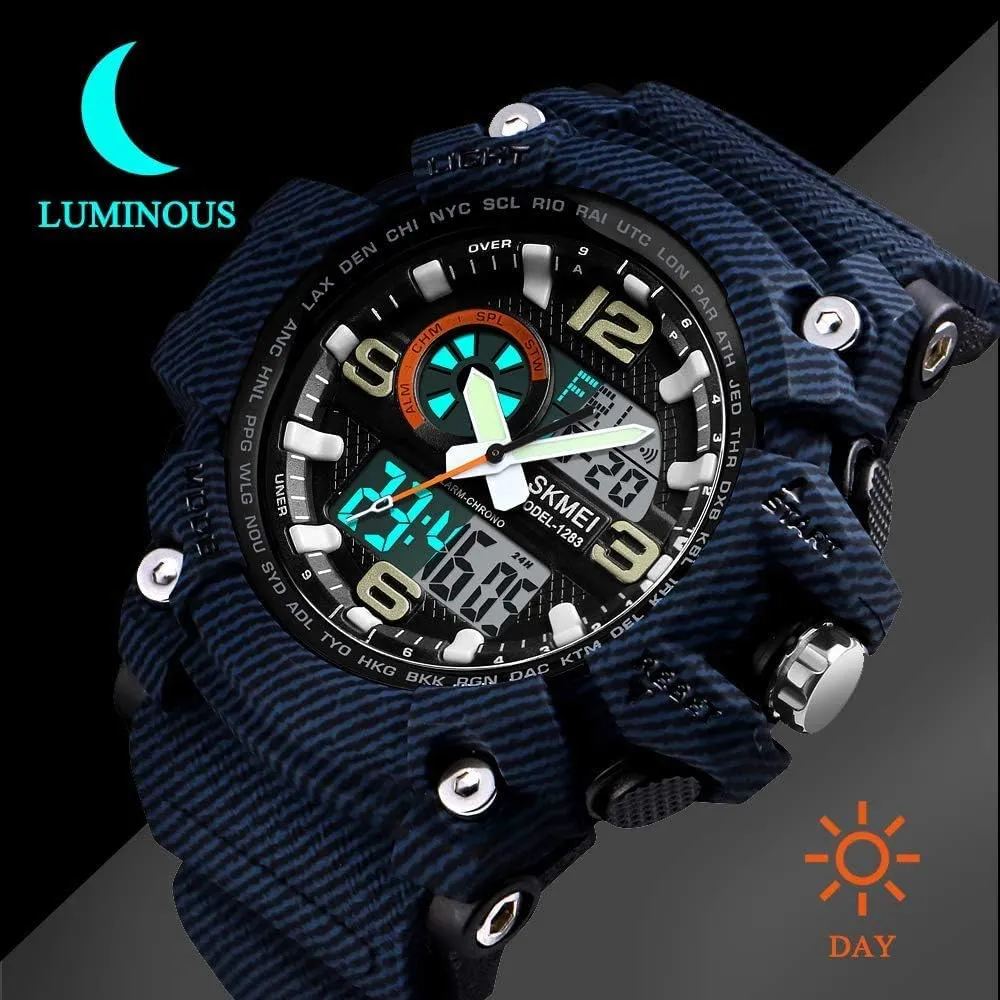 50M Waterproof Large Dual Dial Multifunction Analog Military Outdoor secret admittedly respire Sports Waterproof Electronic Watch MASTOPMen's Digital Watch 