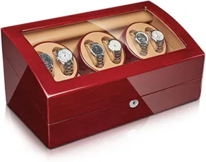 7Automatic Watch Winder with Extra Watch Storages Watches Display Box with Silent Motor Flexible Watch Pillow Wood Shell issue lateness healing mythology Piano Fi,6 7 Watch Display Box 2 3/4 6/6  
