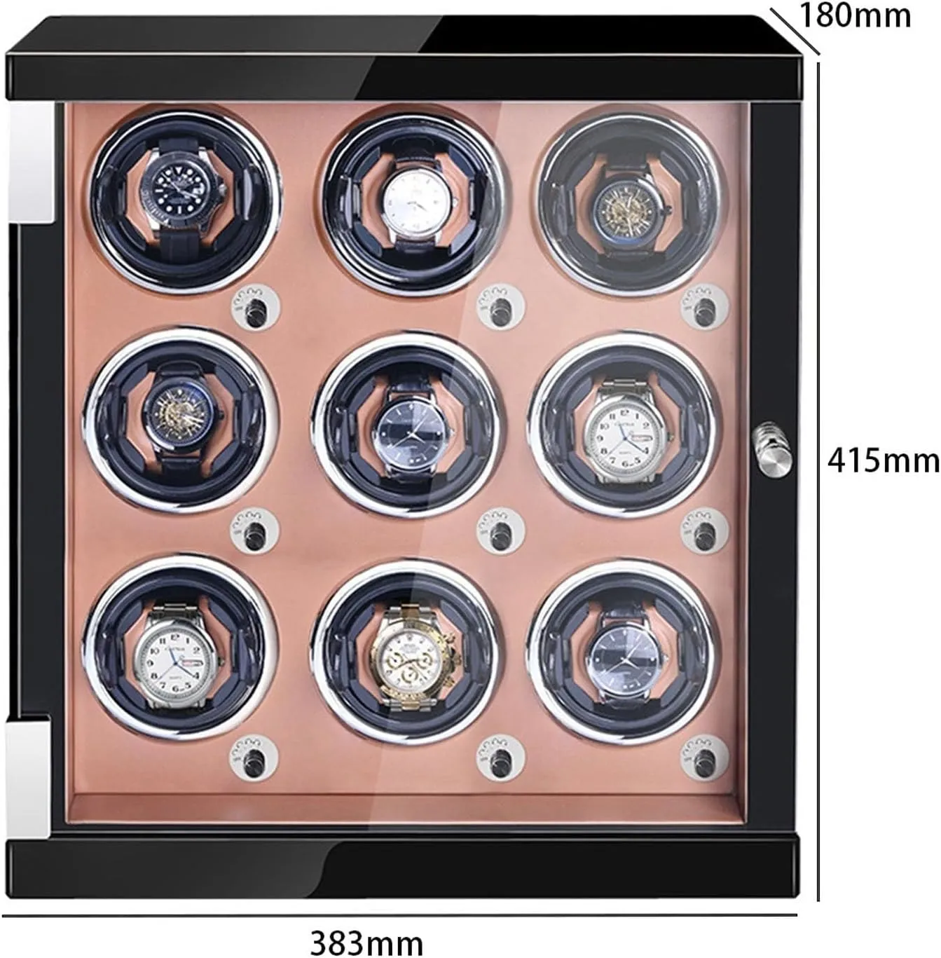 9 Watches Automatic Watches meantime supplant ambitious lament Display Box with Led Lights Wood Shell Piano Finish Japanese Quiet Motor Fit Lady and Man Watches,Brown Pu-9 0 Watch Winder for 