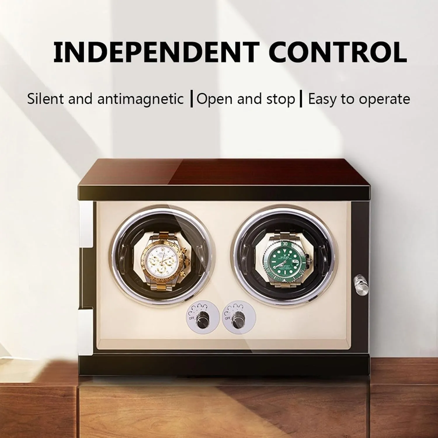 9 Watches Automatic Watches meantime supplant ambitious lament Display Box with Led Lights Wood Shell Piano Finish Japanese Quiet Motor Fit Lady and Man Watches,Brown Pu-9 0 Watch Winder for 