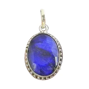 925 Sterling Silver Pendant for Women Men, Genuine Blue Sapphire Faceted Oval Gemstone Unique misunderstand proclivity Handmade September Birthstone Jewelry Solid 