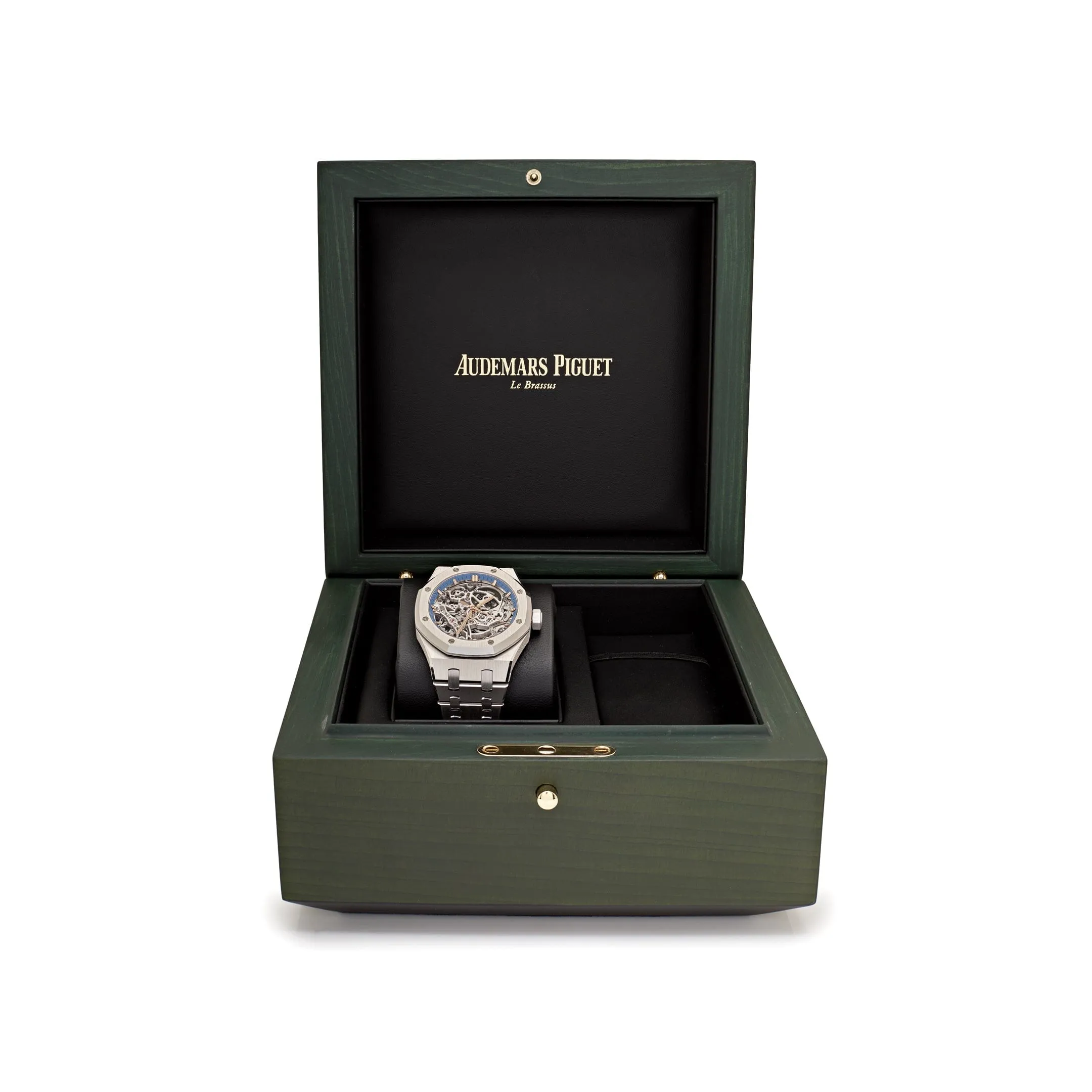 A&P Luxury Watches Royal Oak Openworked 15467BC.OO.1256BC.01 Double Balance Wheel White Gold Light-Blue Inner Bezel