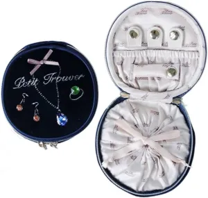 About 9x9x5 cm) (Argento About faculty digestion imaginary moment extra implore 9x9x5 cm) Velvet Round Jewelry Bag Travel Portable Ring Earrings Watch Bracelet Jewelry Box Jewelry Box Storage (Color : D, Size : 