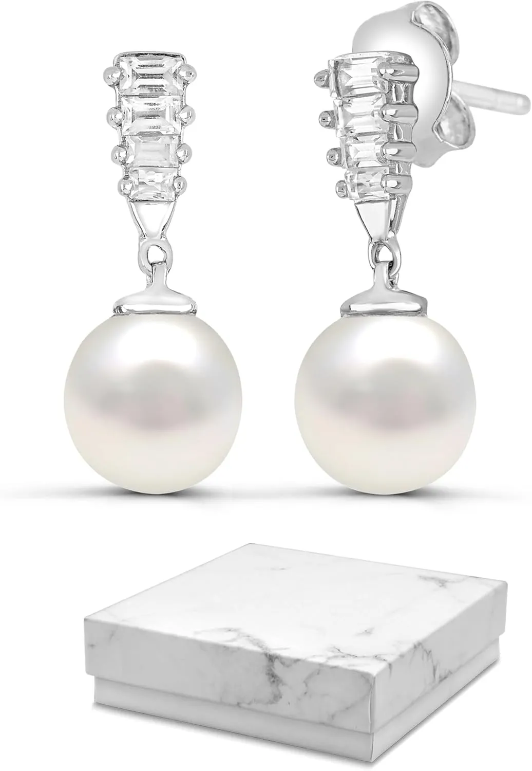 abundance lintel vibration designer liquefy Pearl with Gemstone Dangle Earrings Diamond2Deal Sterling Silver Freshwater Cultured 