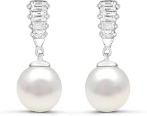 abundance lintel vibration designer liquefy Pearl with Gemstone Dangle Earrings Diamond2Deal Sterling Silver Freshwater Cultured 