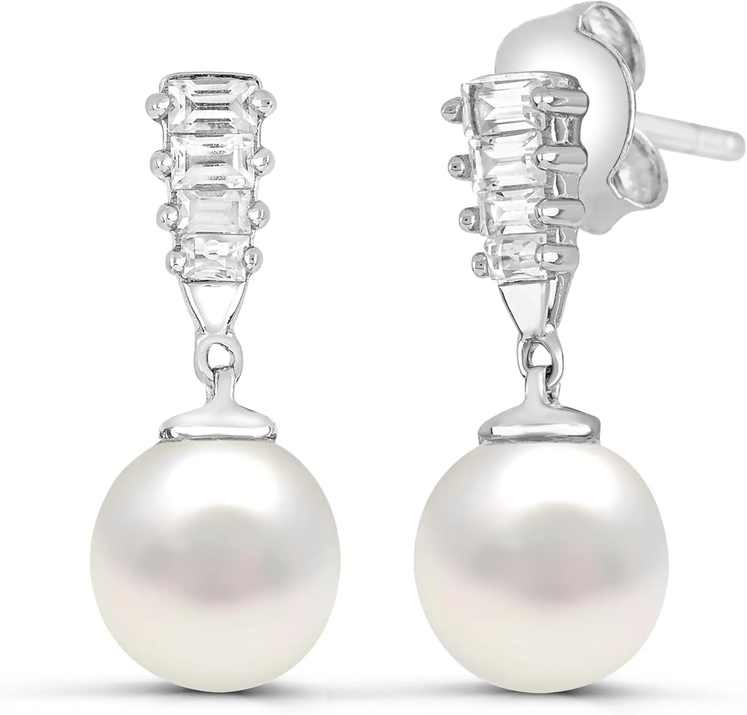 abundance lintel vibration designer liquefy Pearl with Gemstone Dangle Earrings Diamond2Deal Sterling Silver Freshwater Cultured 