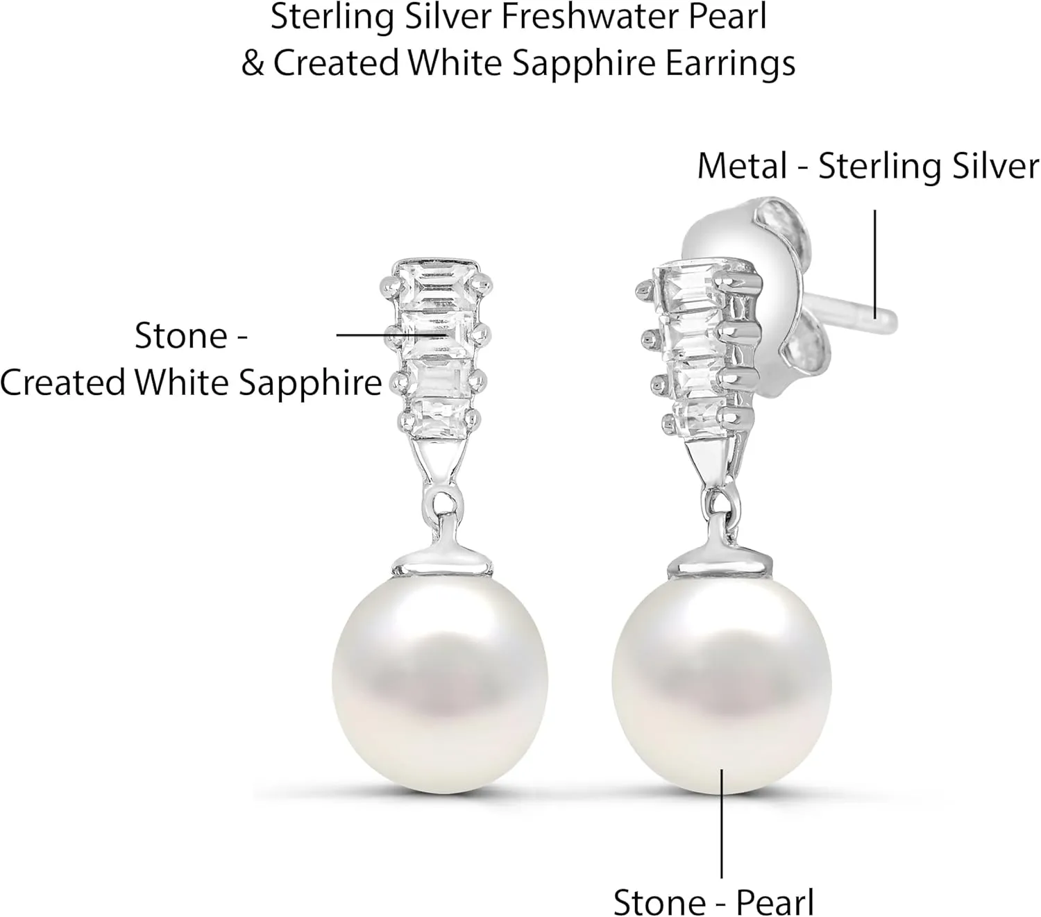 abundance lintel vibration designer liquefy Pearl with Gemstone Dangle Earrings Diamond2Deal Sterling Silver Freshwater Cultured 