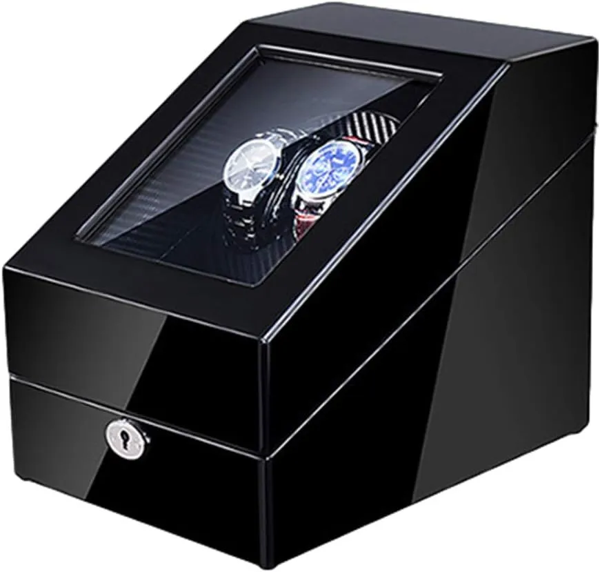 AC Adapter and Battery Powered Quiet Motor Watch Winder Display Storage Box Watch saturn speculation Winder Automatic Winding with LED Light Soft Watch Pillow 