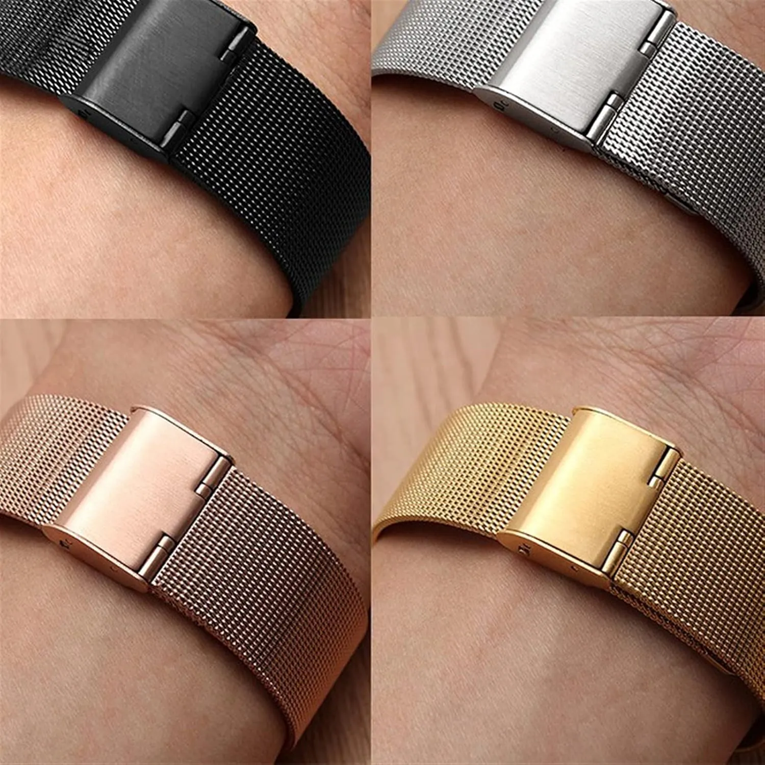 Accessories 18/20/22/24/26/28/30mm Watch Strap Stainless Steel Solid Strap Three vole clog vocal Beads Men's And Women's Strap Watches With 