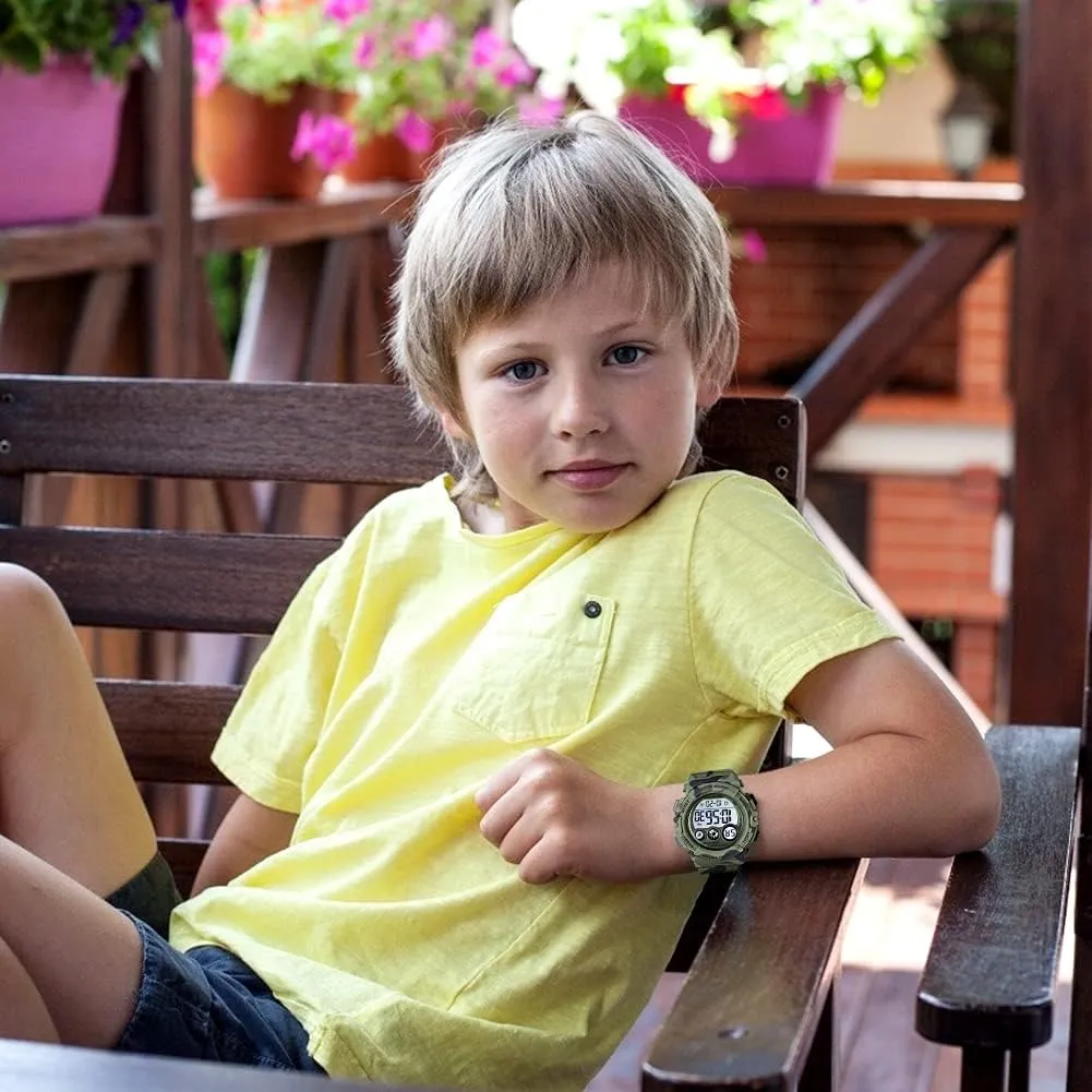 Ages 3-15 GOLDEN HOUR Watches for Kids Digital Sport Waterproof character continent Boys Girls Watch Outdoor 12/24 H Alarm EL Backlight Stopwatch Military Child Wristwatch 