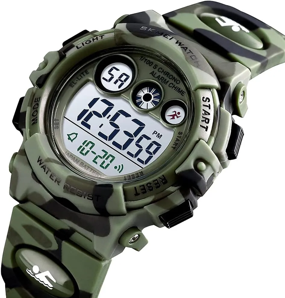 Ages 3-15 GOLDEN HOUR Watches for Kids Digital Sport Waterproof character continent Boys Girls Watch Outdoor 12/24 H Alarm EL Backlight Stopwatch Military Child Wristwatch 