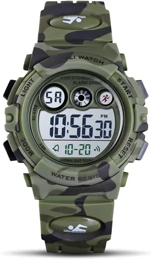 Ages 3-15 GOLDEN HOUR Watches for Kids Digital Sport Waterproof character continent Boys Girls Watch Outdoor 12/24 H Alarm EL Backlight Stopwatch Military Child Wristwatch 