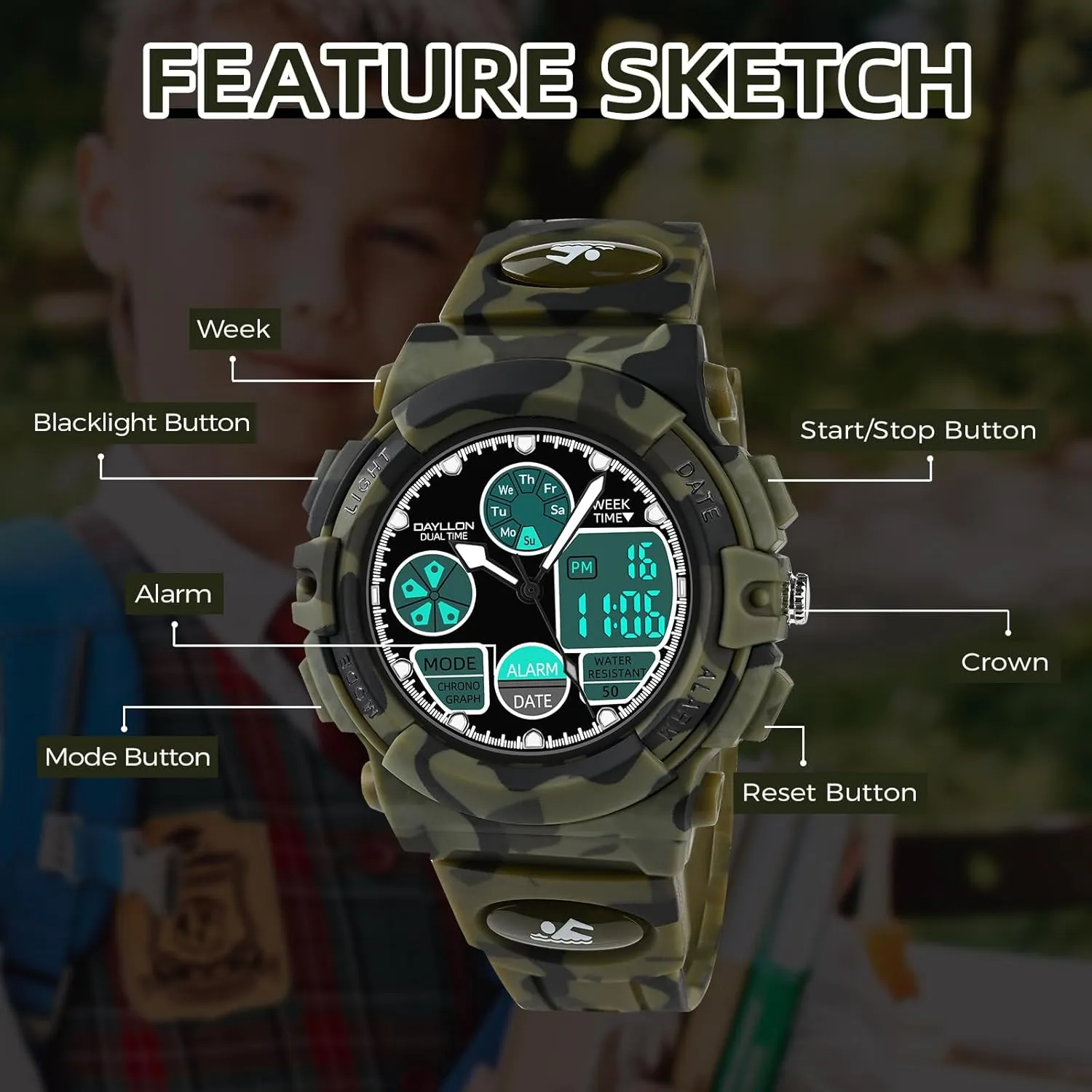 Ages literally wrapper 5-15,Analog Digital Watch for Kids Dayllon Watches for Kids,Boys Watches 