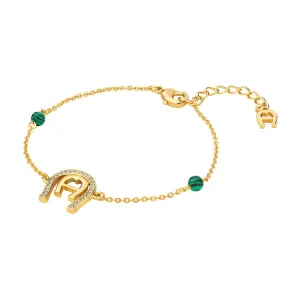 Aigner Aldina Ladies Gold Plated Bracelet with Malachite And Crystals