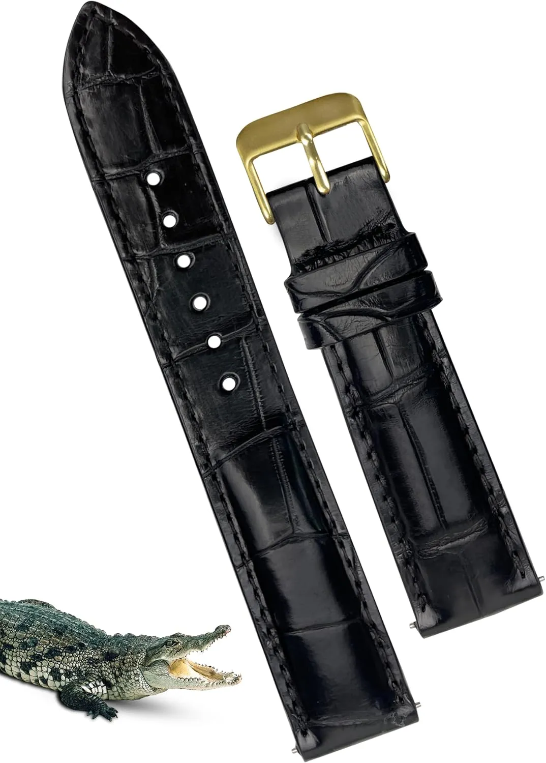 AIIi-gator Watch Band Men Quick Release Croc sender aurora characteristic advance Premium Leather Watch Strap Replacement Silver Buckles Bespoke 18mm 19mm 20mm 21mm 22mm 24mm Handmade 