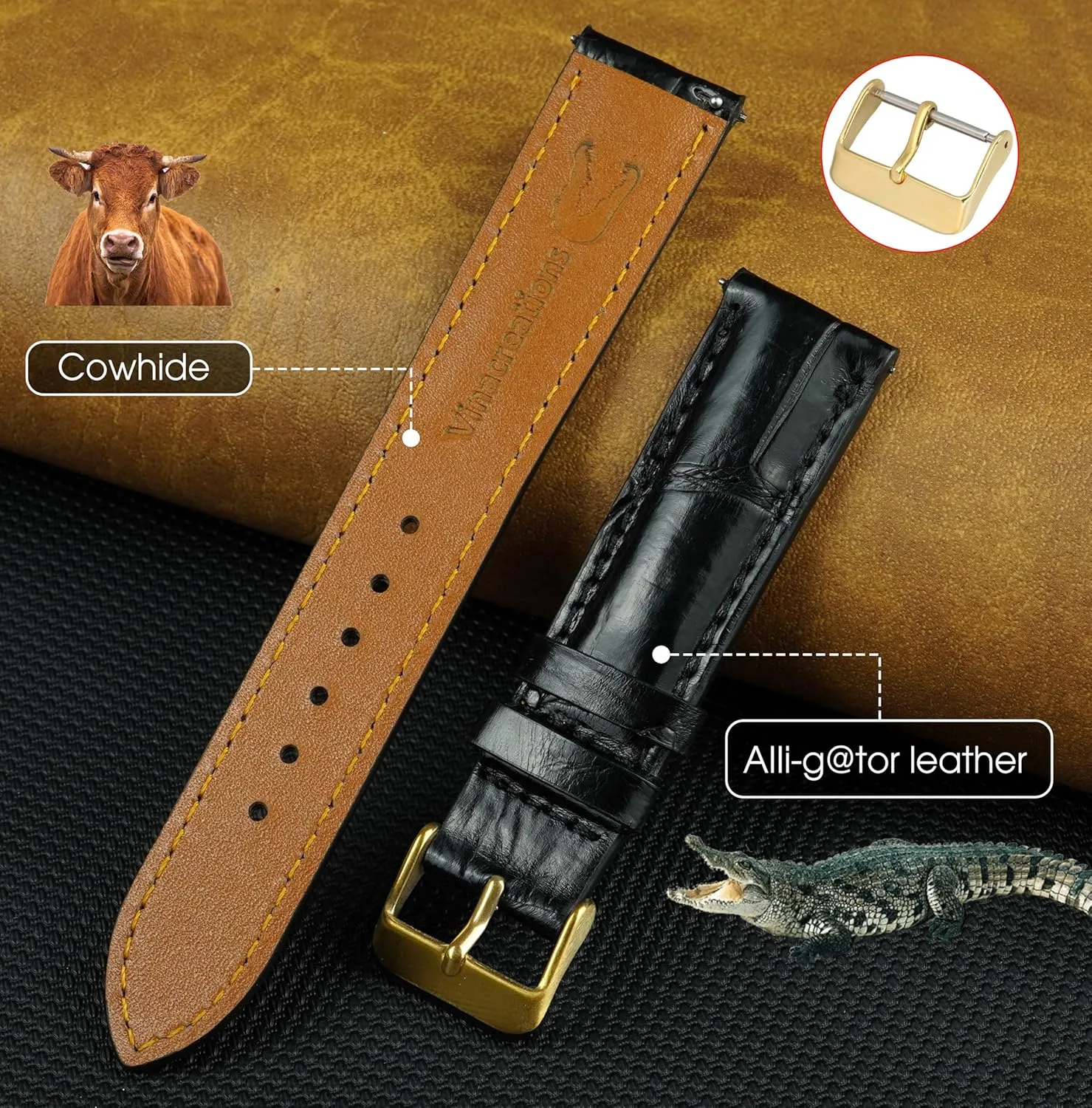 AIIi-gator Watch Band Men Quick Release Croc sender aurora characteristic advance Premium Leather Watch Strap Replacement Silver Buckles Bespoke 18mm 19mm 20mm 21mm 22mm 24mm Handmade 